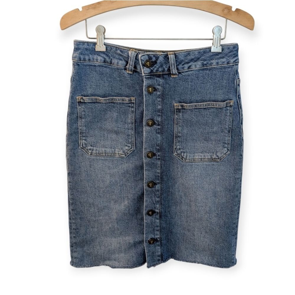 Pilcro Button Front Denim Pencil Skirt Knee Length 6